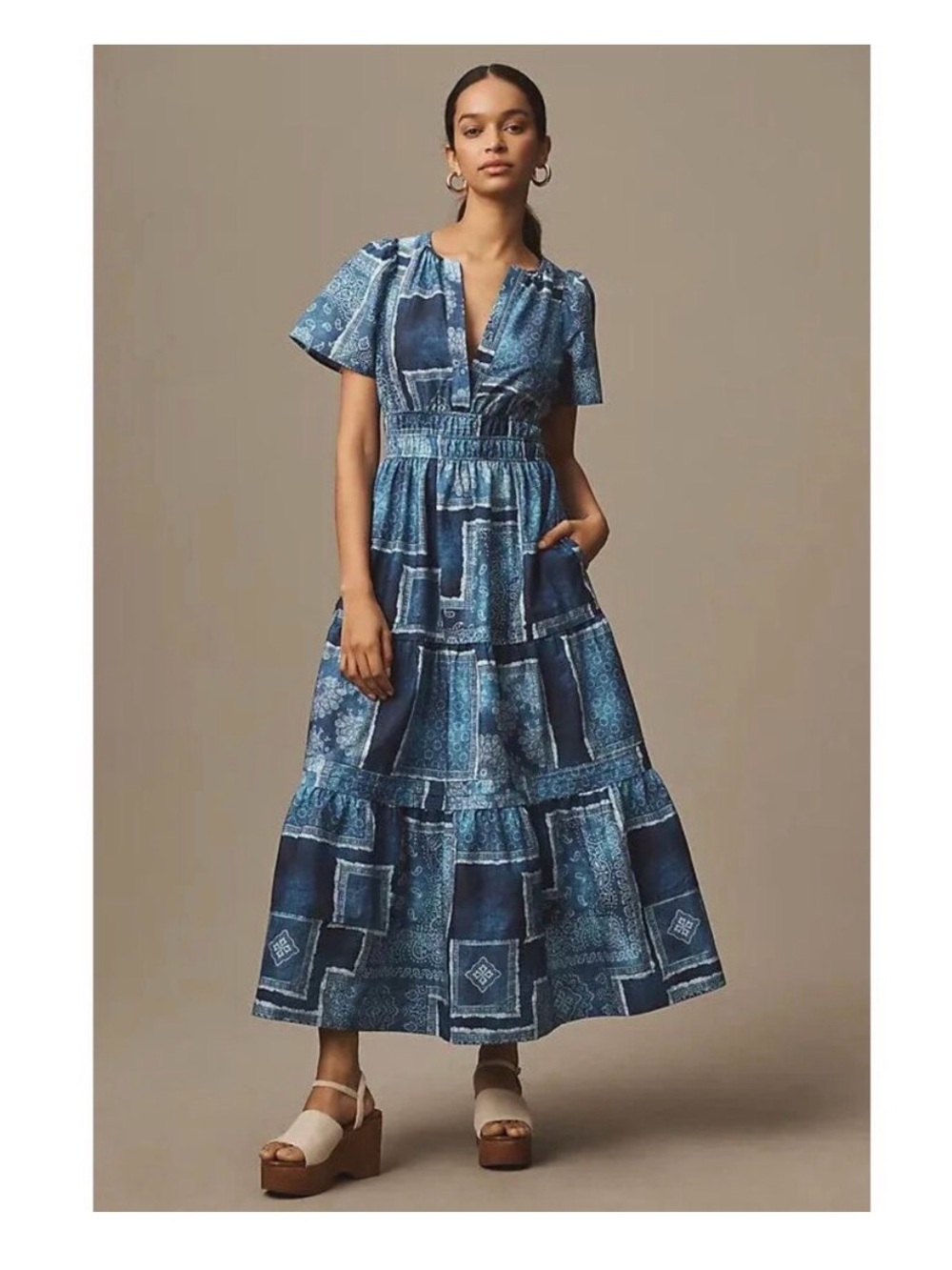 Anthropologie NWT Somerset Blue Tiered Maxi Dress - Women